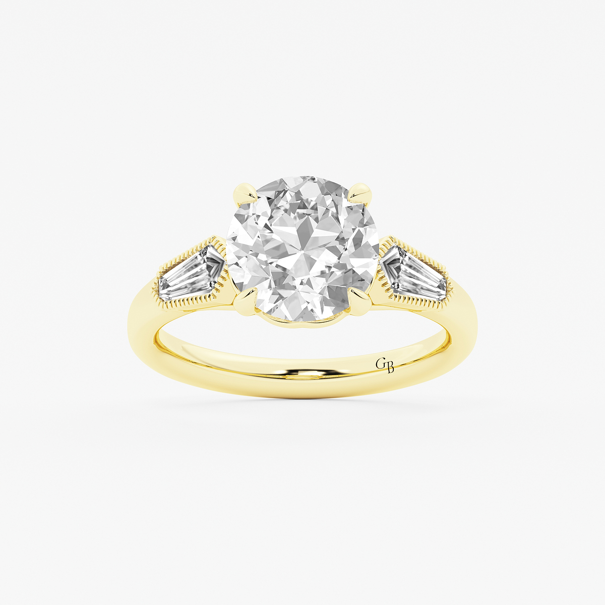 4 1/2 ctw Old European Cut Lab Grown Diamond Vintage Three Stone Engagement Ring
