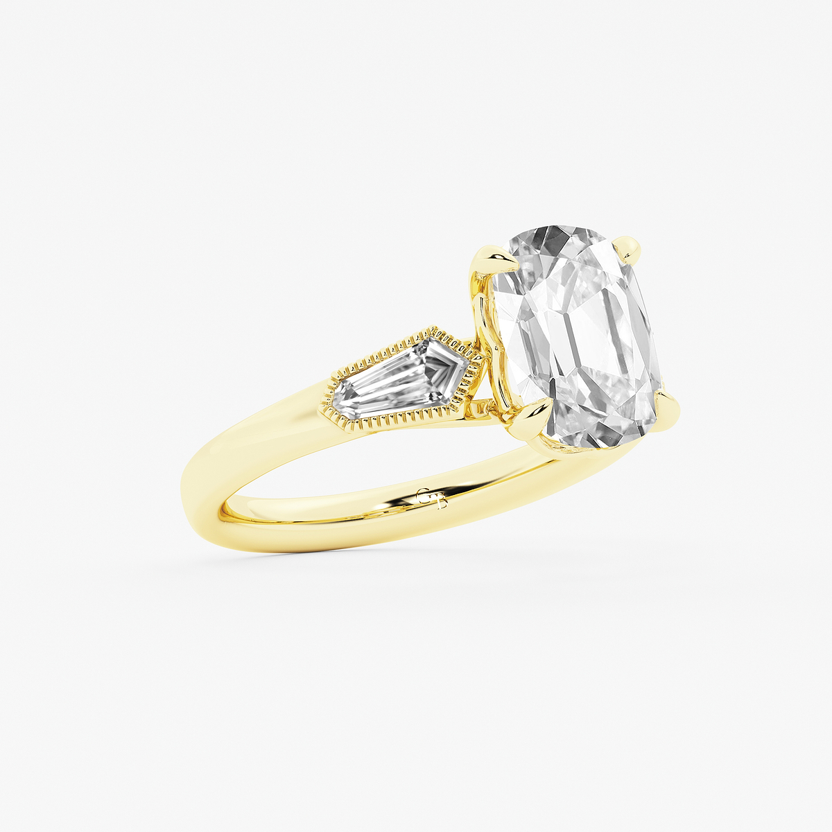 Additional Image 1 for  4 1/2 ctw Elongated Cushion Lab Grown Diamond Vintage Three Stone Engagement Ring