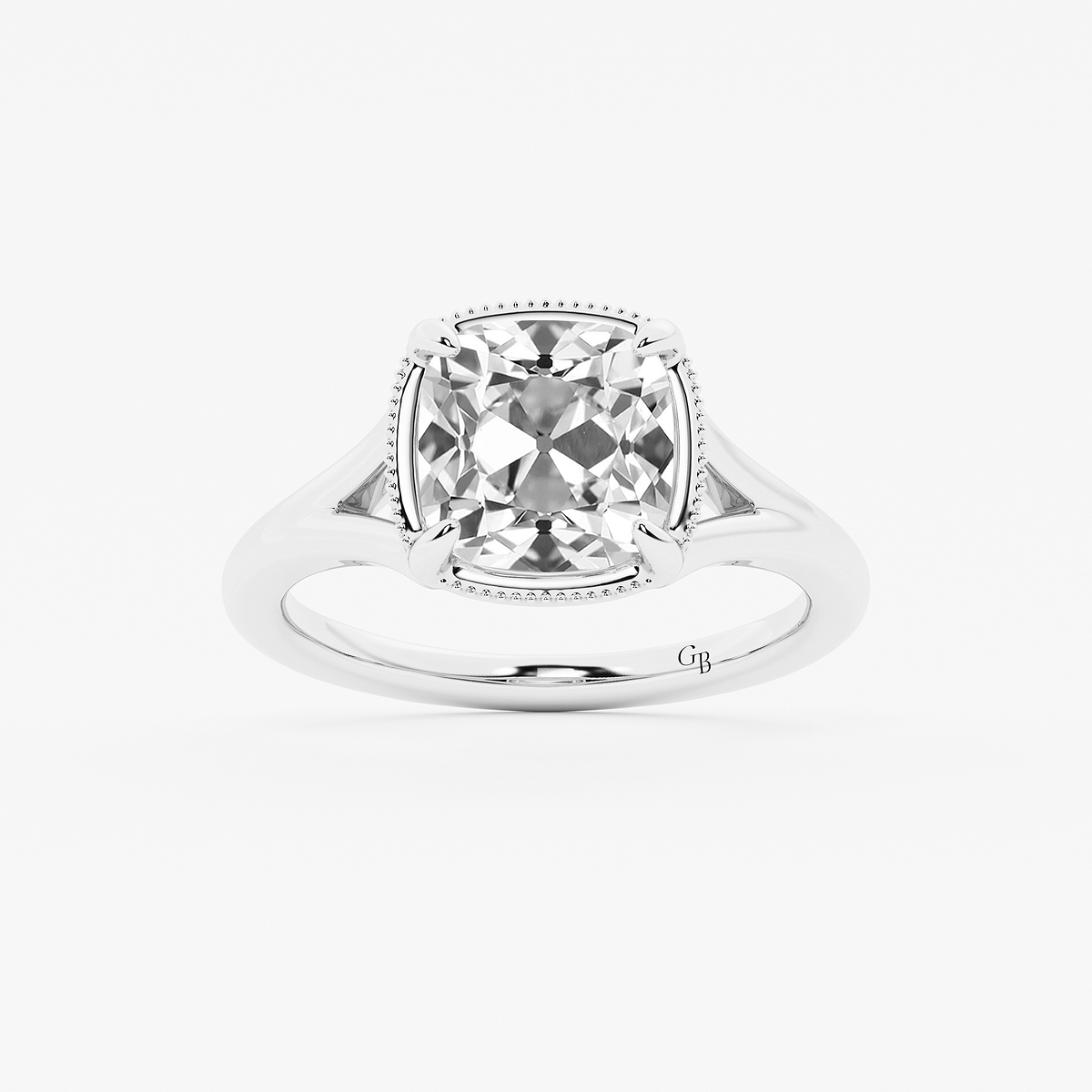 3 ctw Cushion Old Mine Cut Lab Grown Diamond Lab Grown Diamond Vintage Solitaire Engagement Ring