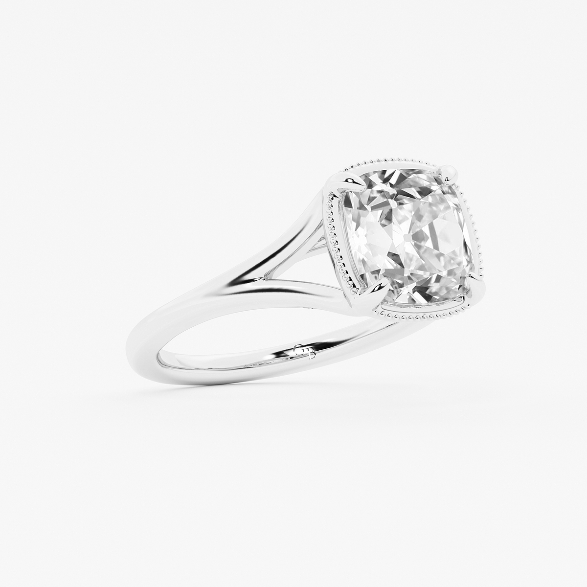 Additional Image 1 for  3 ctw Cushion Old Mine Cut Lab Grown Diamond Lab Grown Diamond Vintage Solitaire Engagement Ring