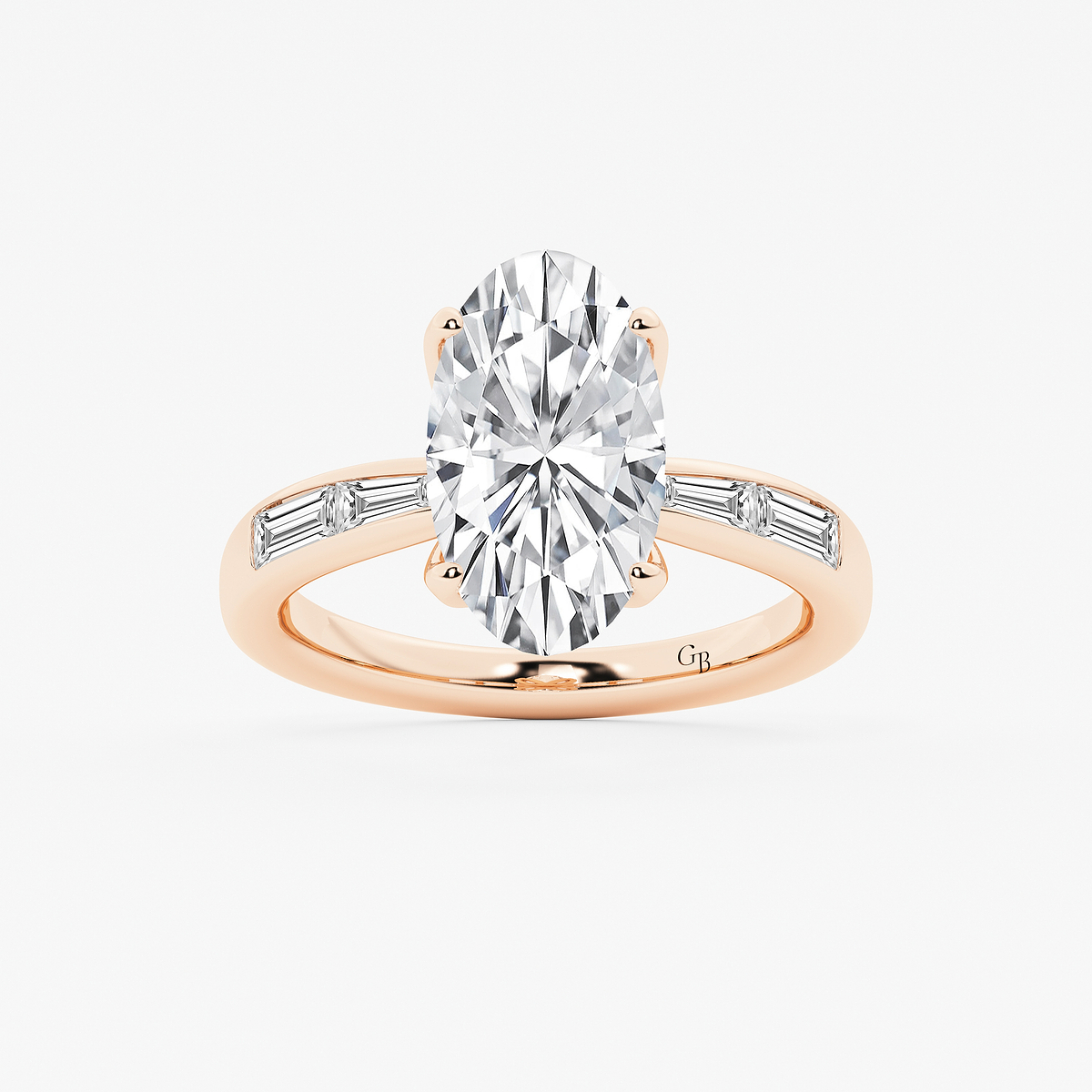 3 1/2 ctw Moval Lab Grown Diamond Vintage Side Stone Engagement Ring