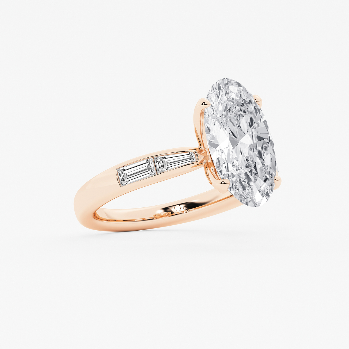 Additional Image 1 for  3 1/2 ctw Moval Lab Grown Diamond Vintage Side Stone Engagement Ring