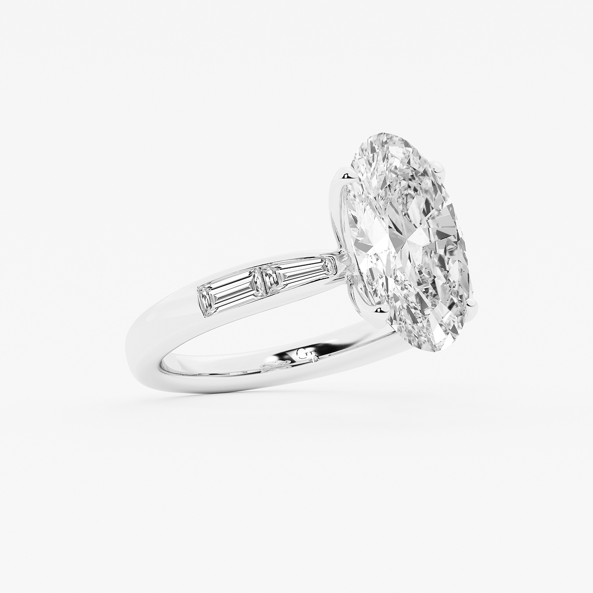 Additional Image 1 for  4 1/2 ctw Moval Lab Grown Diamond Vintage Side Stone Engagement Ring