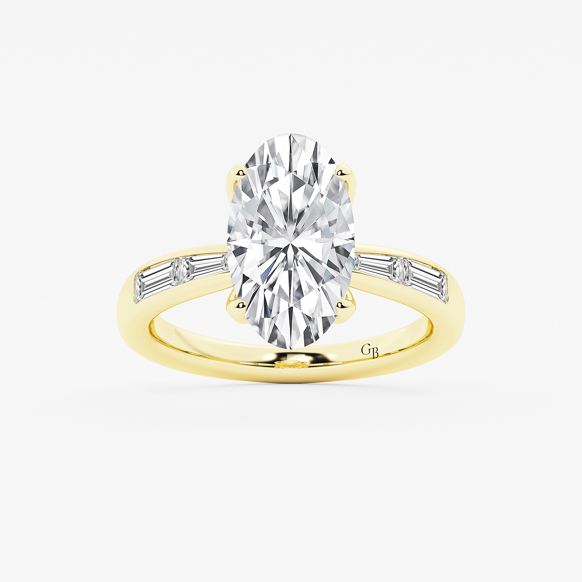 3 1/2 ctw Moval Lab Grown Diamond Vintage Side Stone Engagement Ring