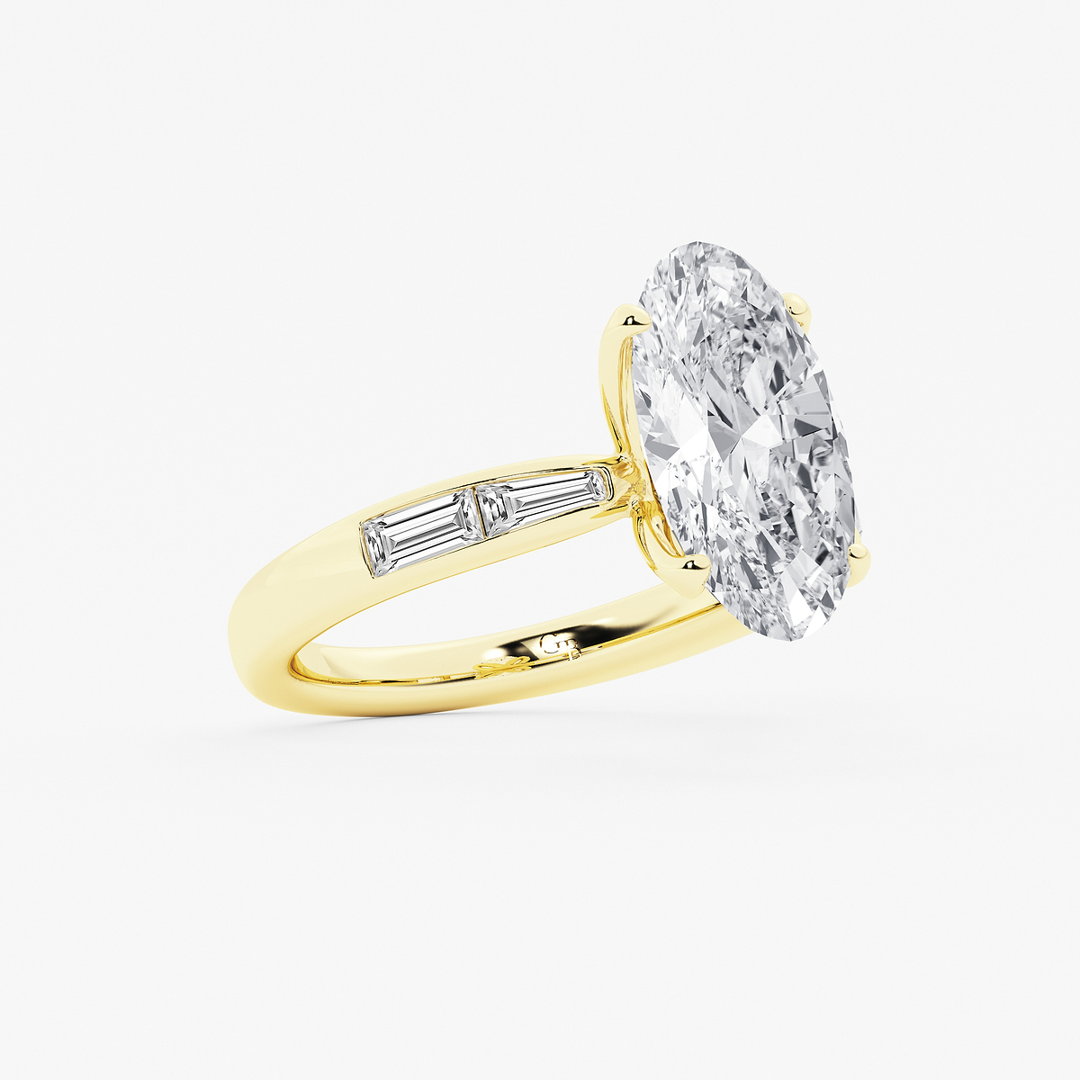 Additional Image 1 for  3 1/2 ctw Moval Lab Grown Diamond Vintage Side Stone Engagement Ring