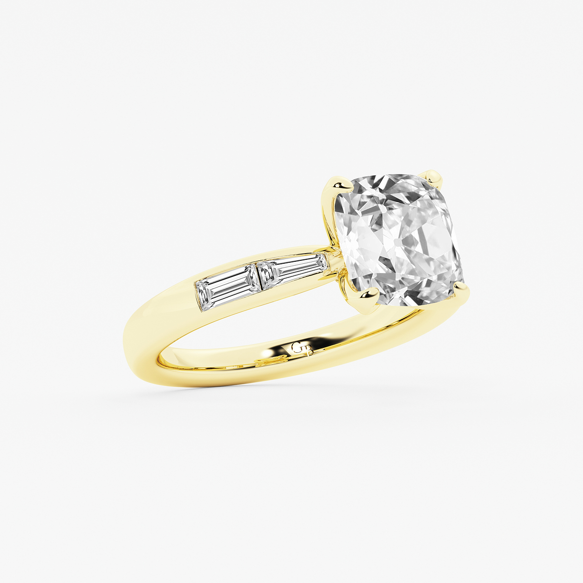 Additional Image 1 for  2 1/2 ctw Cushion Old Mine Cut Lab Grown Diamond Lab Grown Diamond Vintage Side Stone Engagement Ring
