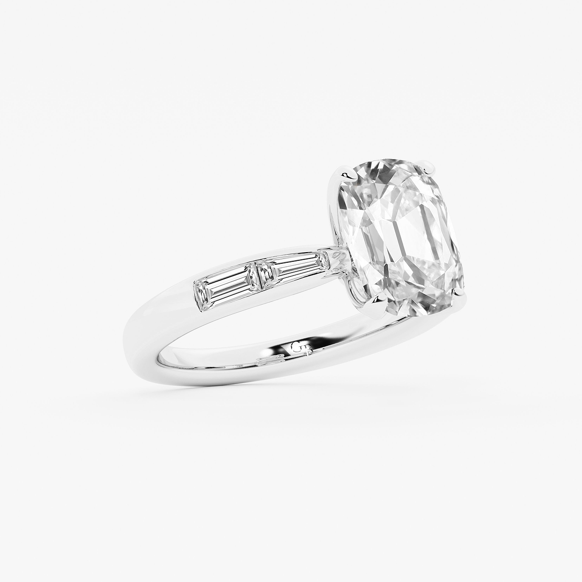 Additional Image 1 for  3 1/2 ctw Elongated Cushion Lab Grown Diamond Vintage Side Stone Engagement Ring