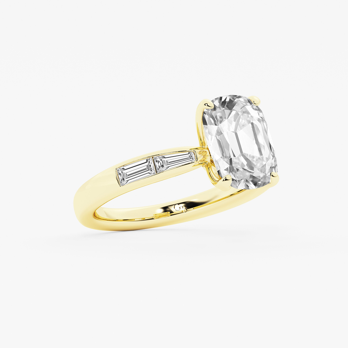 Additional Image 1 for  2 1/2 ctw Elongated Cushion Lab Grown Diamond Vintage Side Stone Engagement Ring
