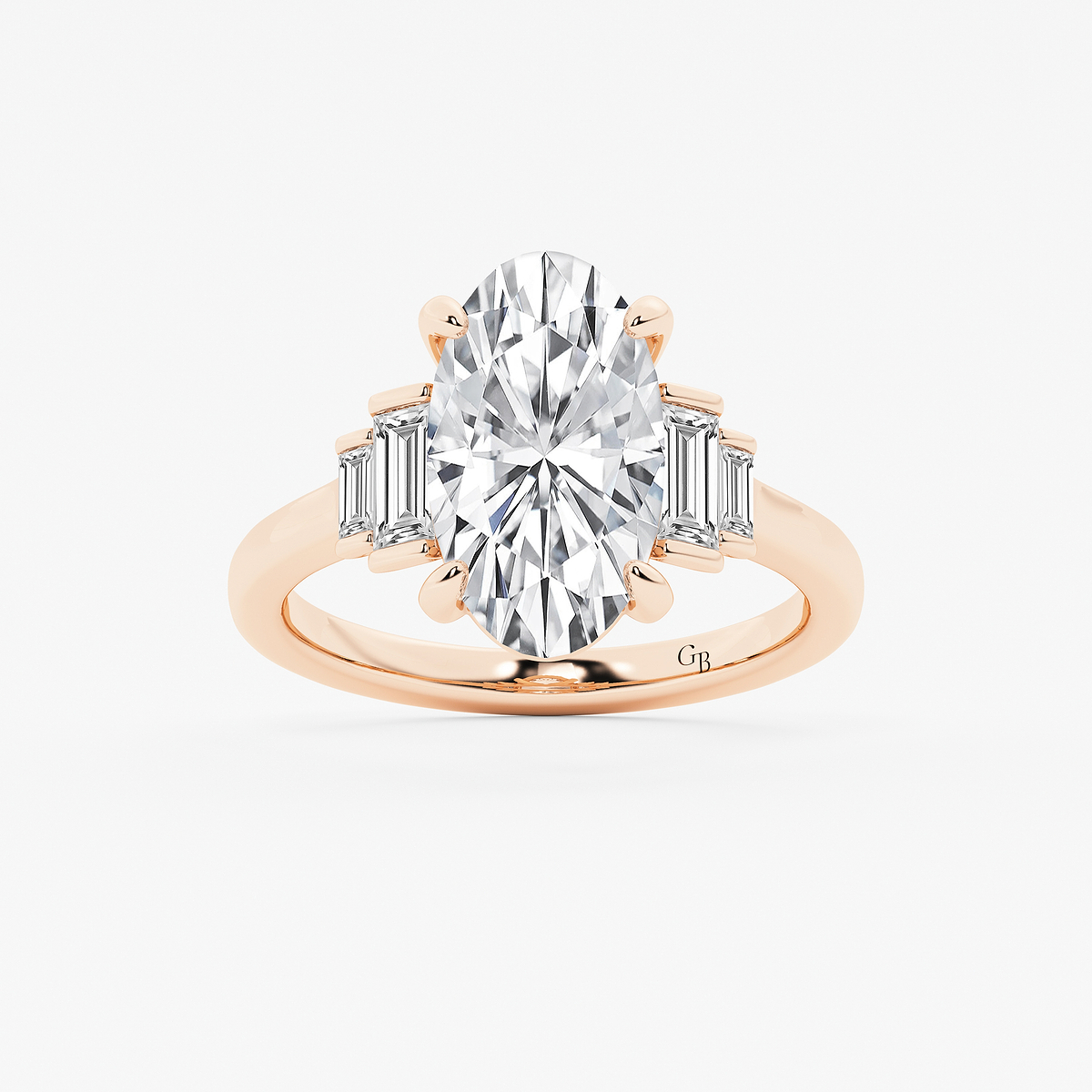 3 1/2 ctw Moval Lab Grown Diamond Vintage Side Stone Engagement Ring