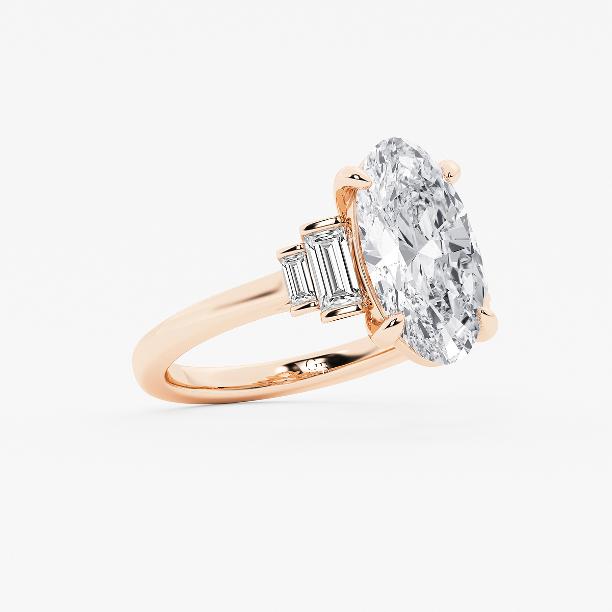 Additional Image 1 for  3 1/2 ctw Moval Lab Grown Diamond Vintage Side Stone Engagement Ring