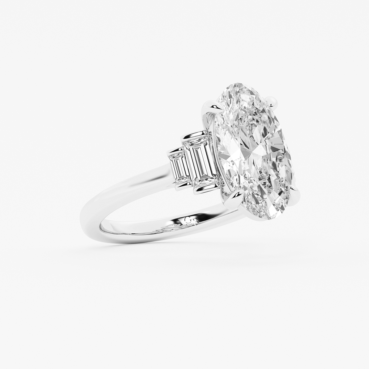 Additional Image 1 for  3 1/2 ctw Moval Lab Grown Diamond Vintage Side Stone Engagement Ring