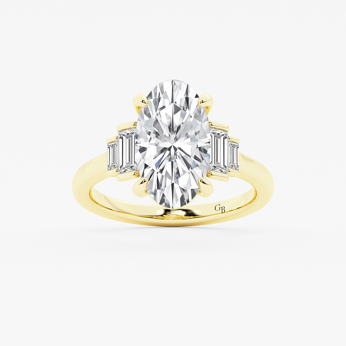 3 1/2 ctw Moval Lab Grown Diamond Vintage Side Stone Engagement Ring