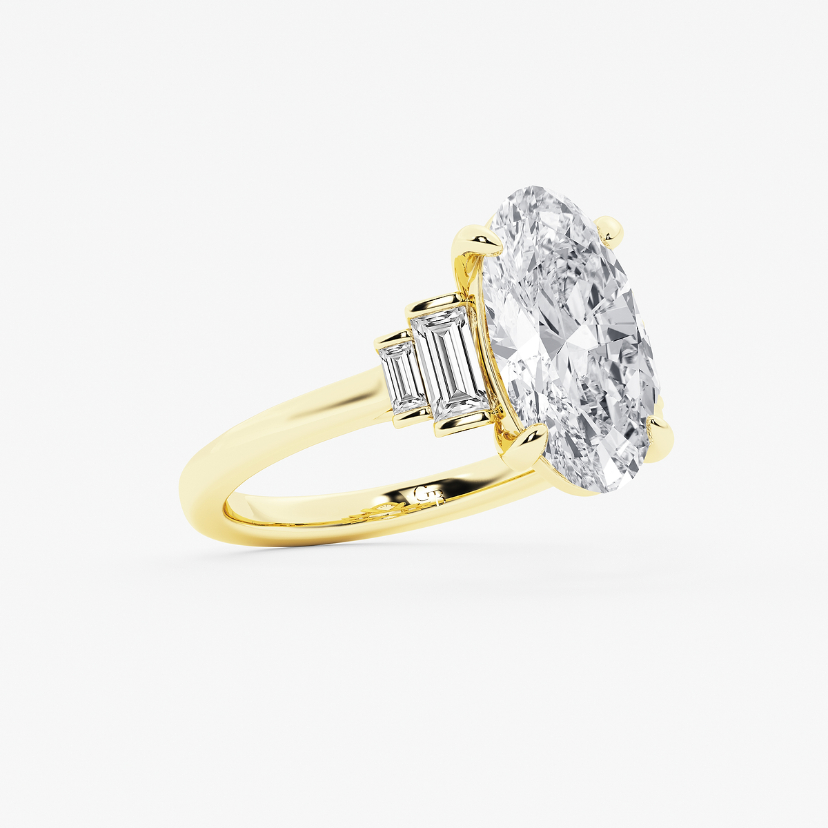 Additional Image 1 for  3 1/2 ctw Moval Lab Grown Diamond Vintage Side Stone Engagement Ring