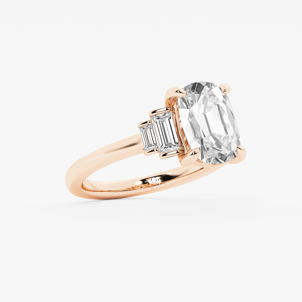 Additional Image 1 for  3 1/2 ctw Elongated Cushion Lab Grown Diamond Vintage Side Stone Engagement Ring