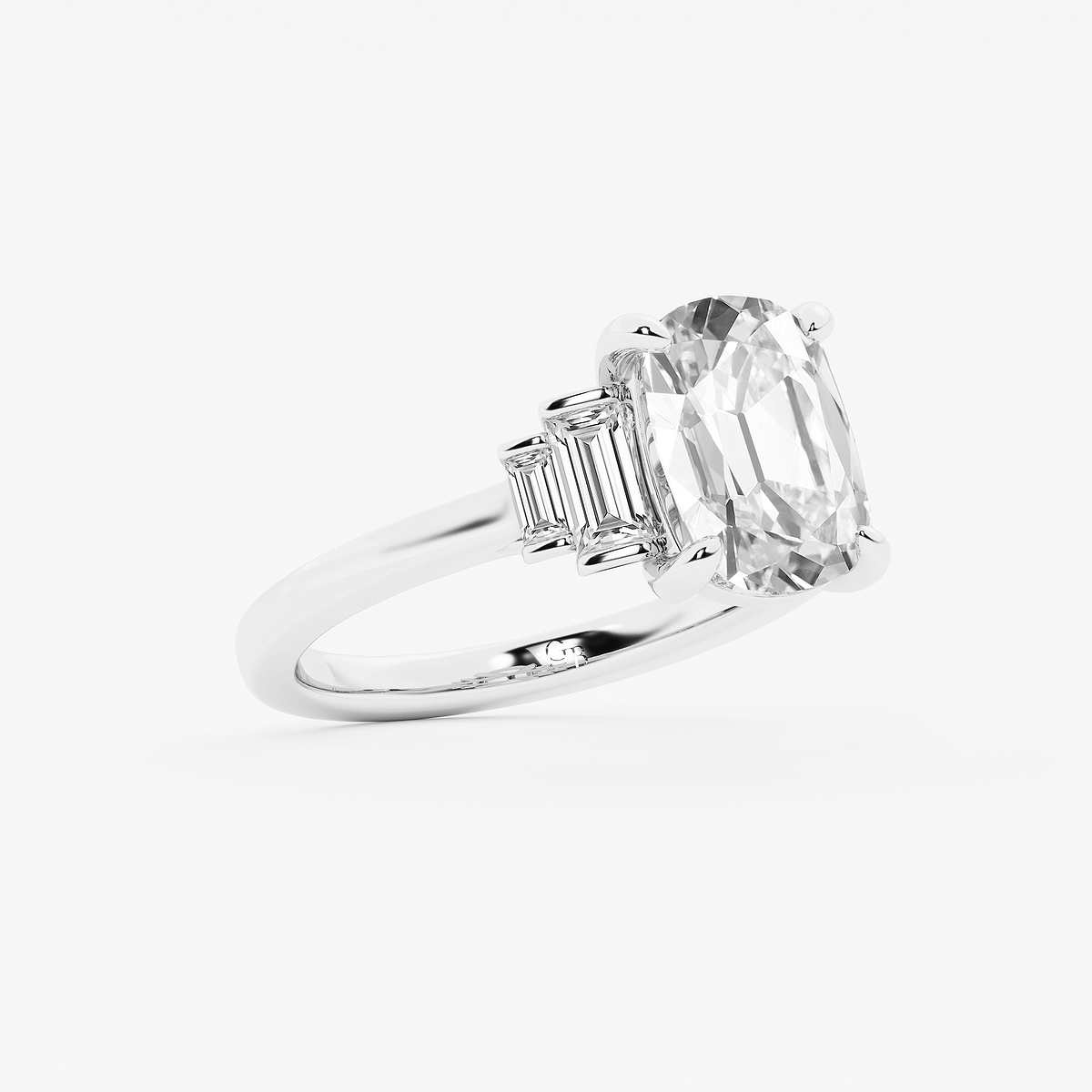 Additional Image 1 for  3 1/2 ctw Elongated Cushion Lab Grown Diamond Vintage Side Stone Engagement Ring