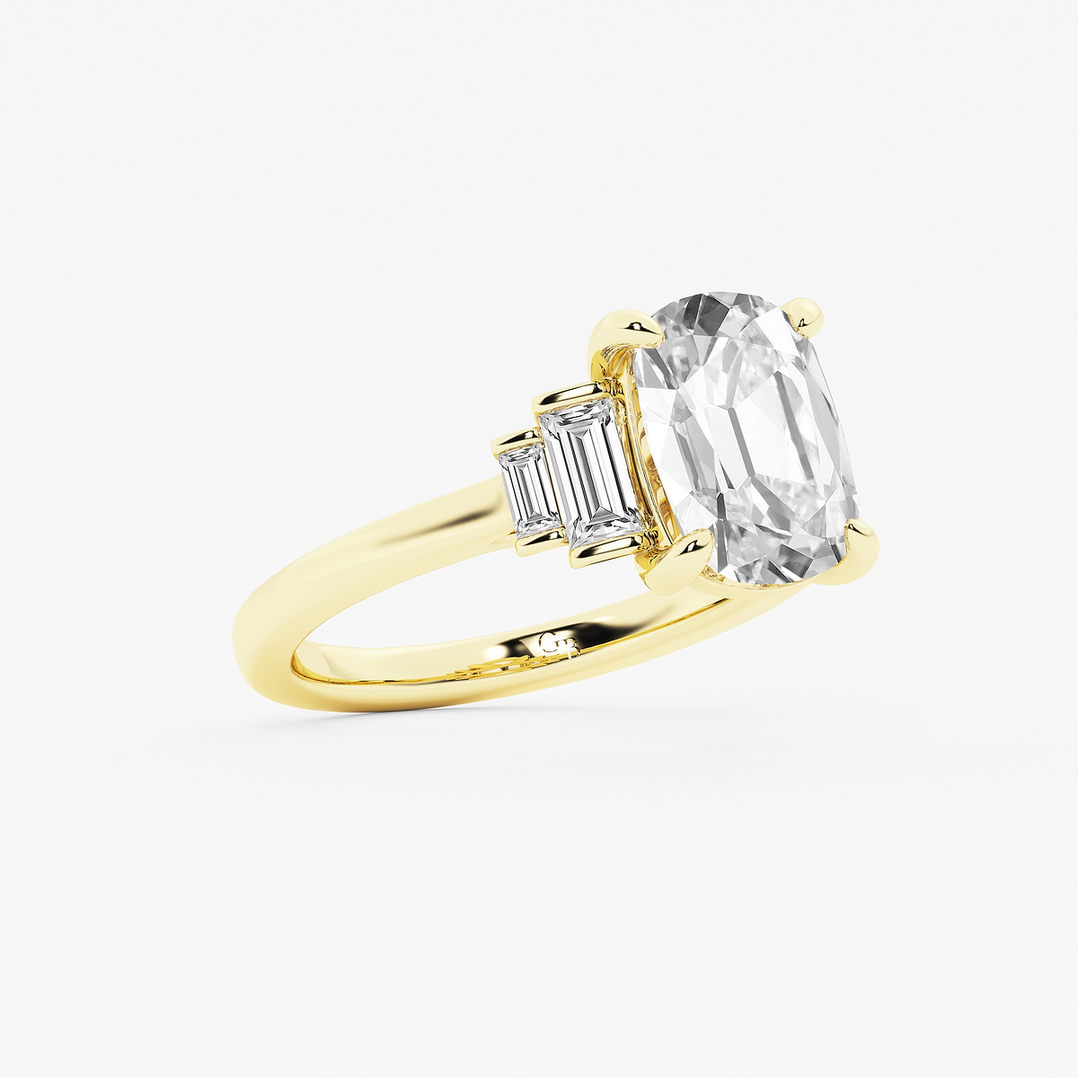 Additional Image 1 for  3 1/2 ctw Elongated Cushion Lab Grown Diamond Vintage Side Stone Engagement Ring