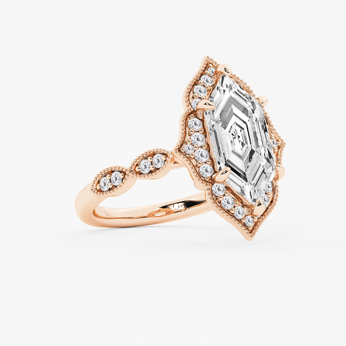 Additional Image 1 for  3 1/3 ctw Dutch Marquise Lab Grown Diamond Twisted Vintage Side Stone Engagement Ring