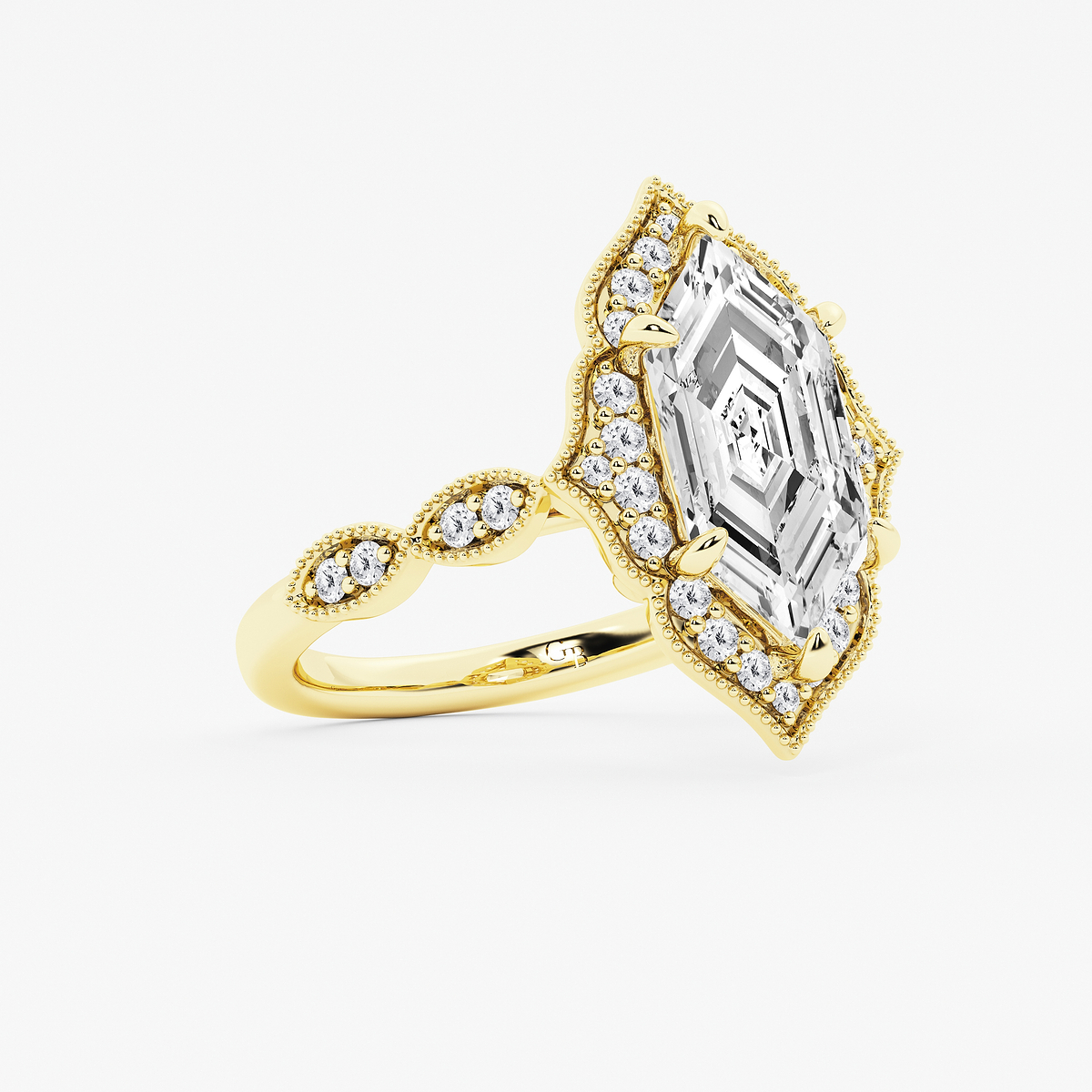Additional Image 1 for  3 1/3 ctw Dutch Marquise Lab Grown Diamond Twisted Vintage Side Stone Engagement Ring