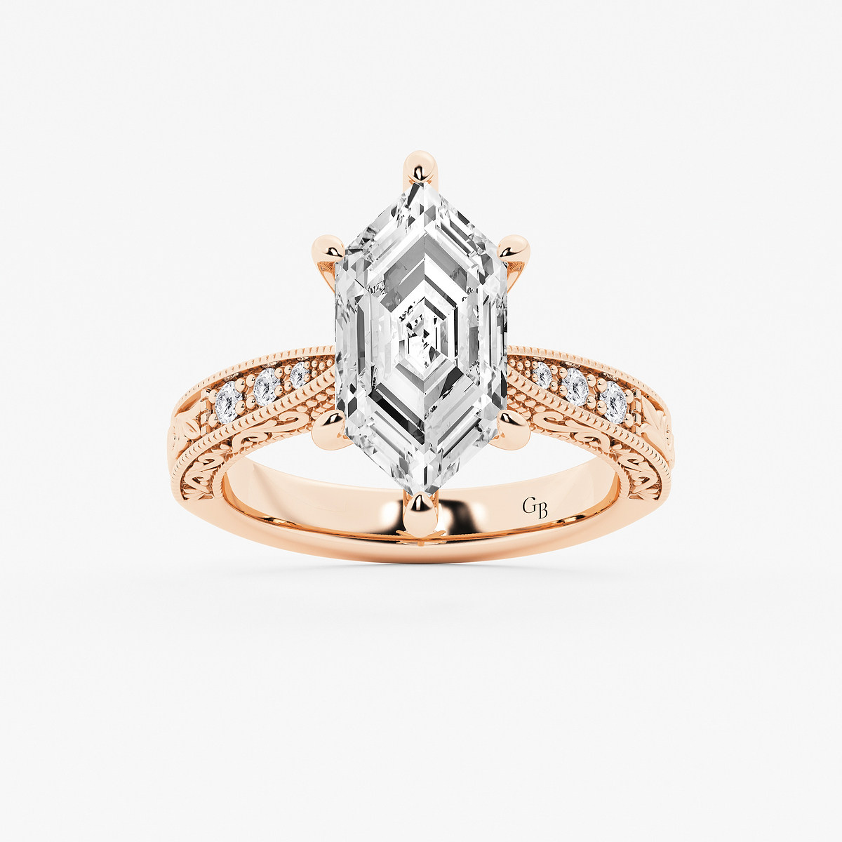 3 ctw Dutch Marquise Lab Grown Diamond Vintage Side Stone Engagement Ring