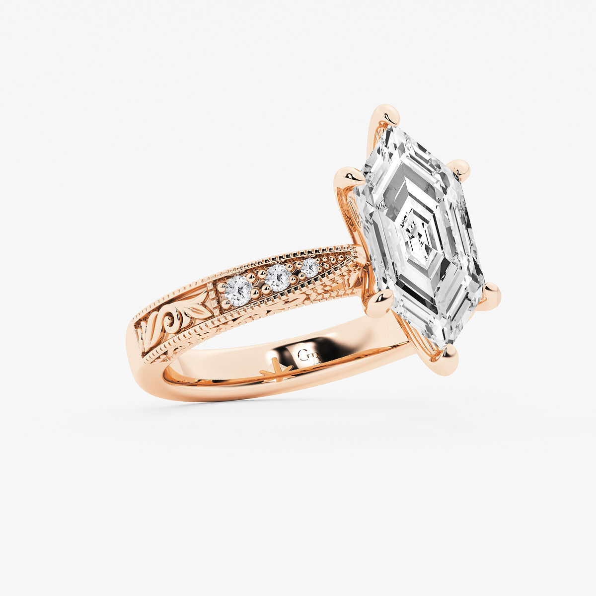 Additional Image 1 for  3 ctw Dutch Marquise Lab Grown Diamond Vintage Side Stone Engagement Ring