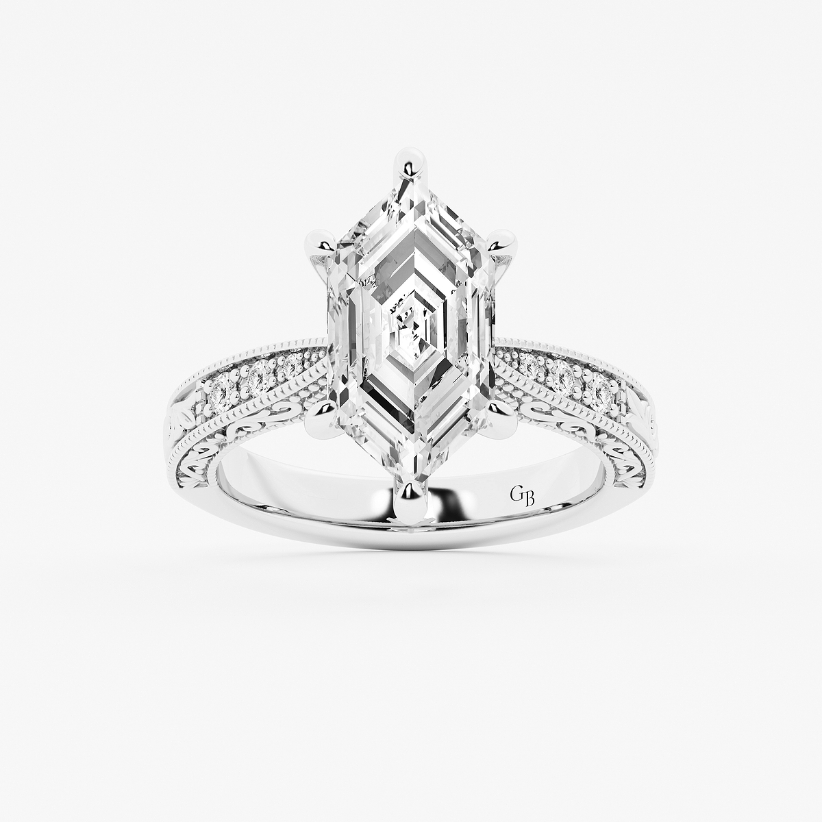 2 ctw Dutch Marquise Lab Grown Diamond Vintage Side Stone Engagement Ring