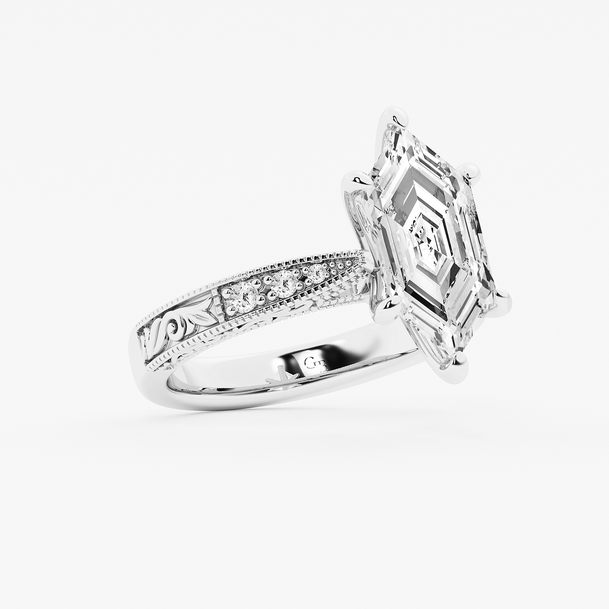 Additional Image 1 for  2 ctw Dutch Marquise Lab Grown Diamond Vintage Side Stone Engagement Ring