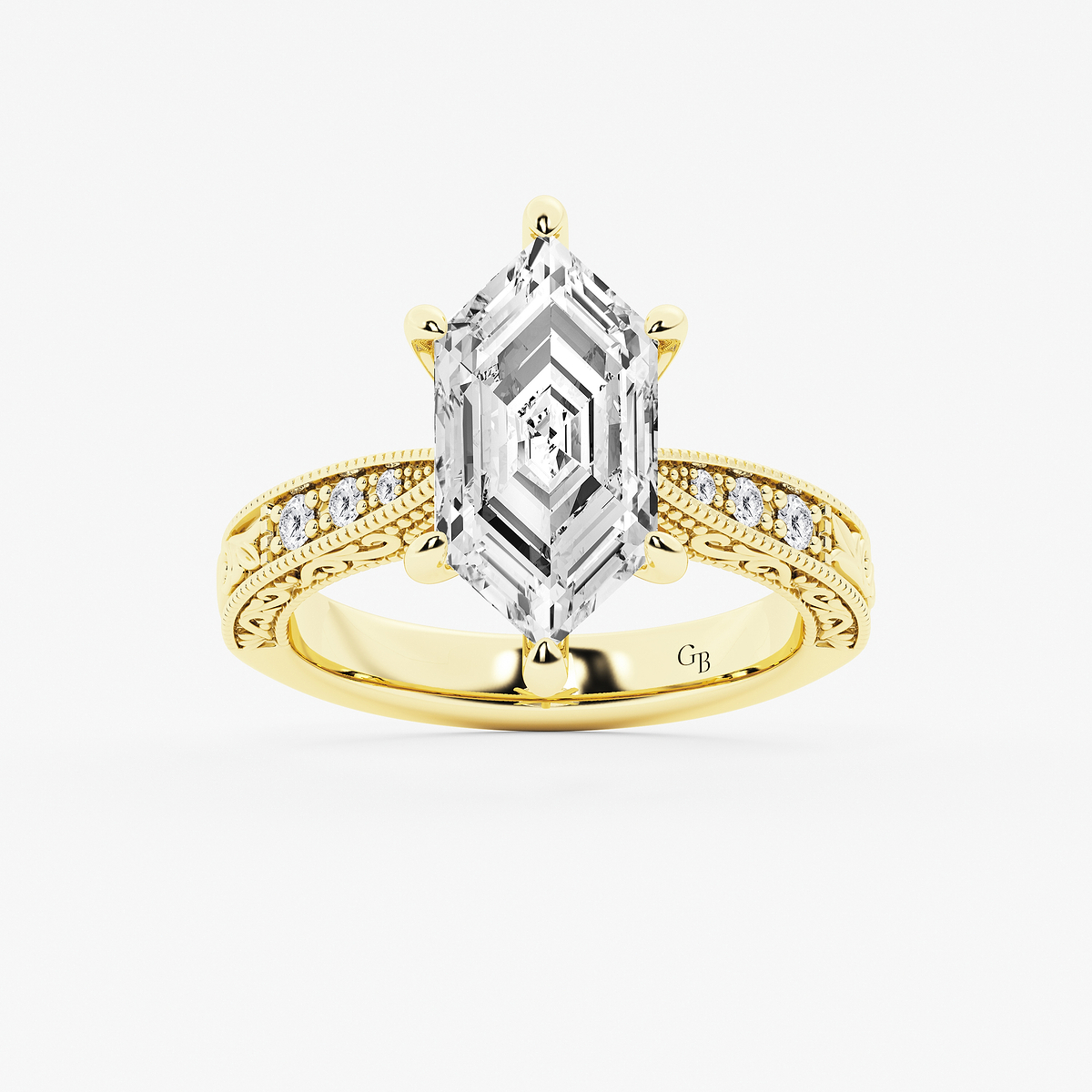 3 ctw Dutch Marquise Lab Grown Diamond Vintage Side Stone Engagement Ring