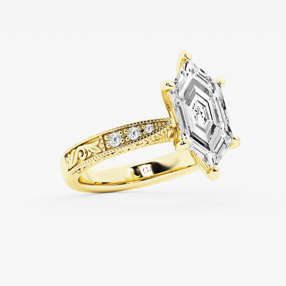 Additional Image 1 for  3 ctw Dutch Marquise Lab Grown Diamond Vintage Side Stone Engagement Ring
