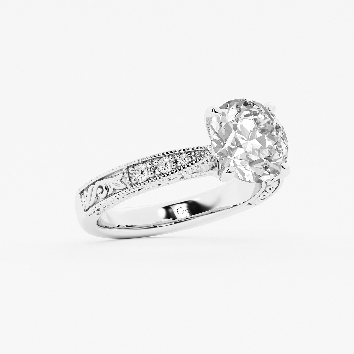 Additional Image 1 for  3 ctw Old European Cut Lab Grown Diamond Vintage Side Stone Engagement Ring