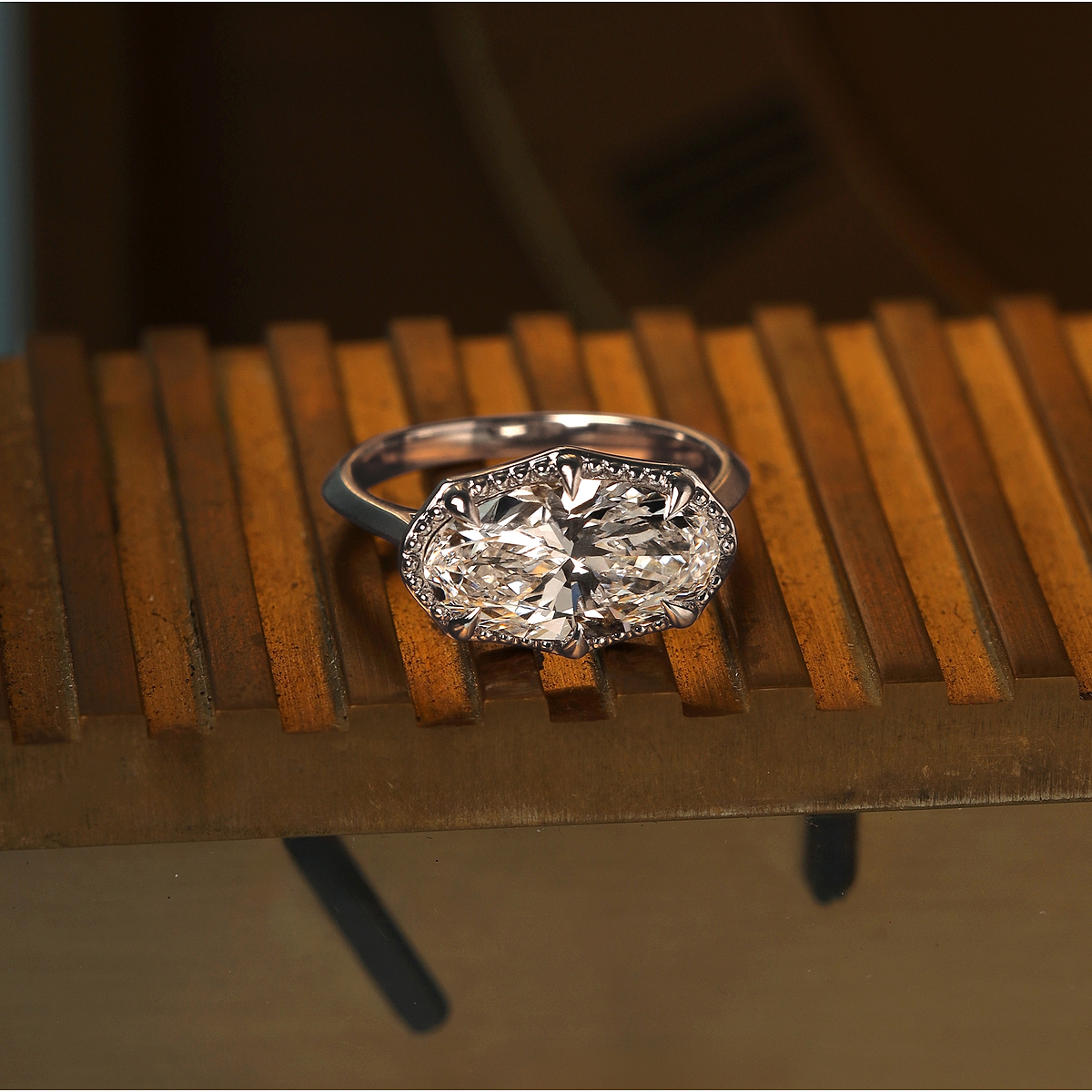 3 ctw Moval Lab Grown Diamond Vintage Solitaire Engagement Ring