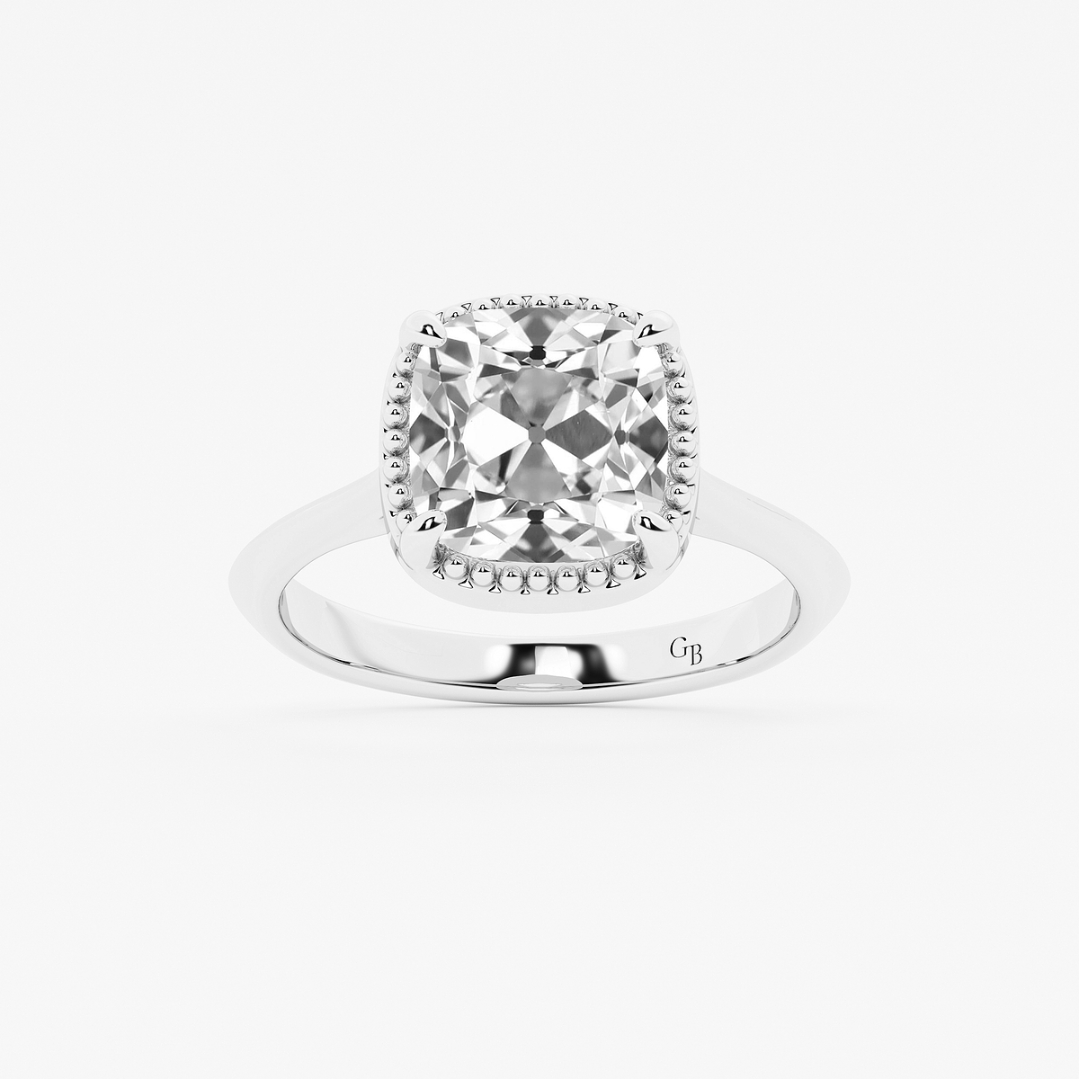 3 ctw Cushion Old Mine Cut Lab Grown Diamond Lab Grown Diamond Vintage Solitaire Engagement Ring