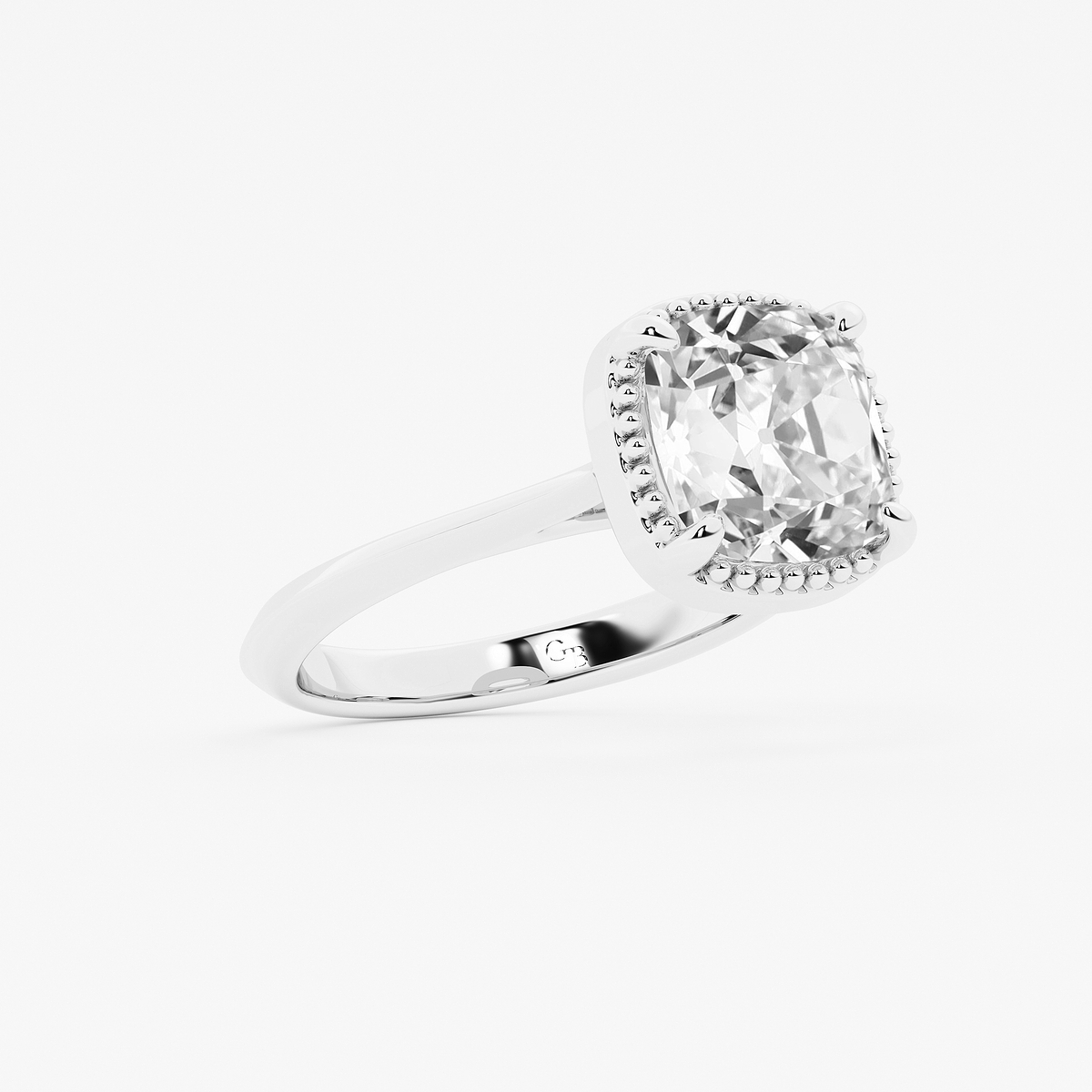 Additional Image 1 for  3 ctw Cushion Old Mine Cut Lab Grown Diamond Lab Grown Diamond Vintage Solitaire Engagement Ring