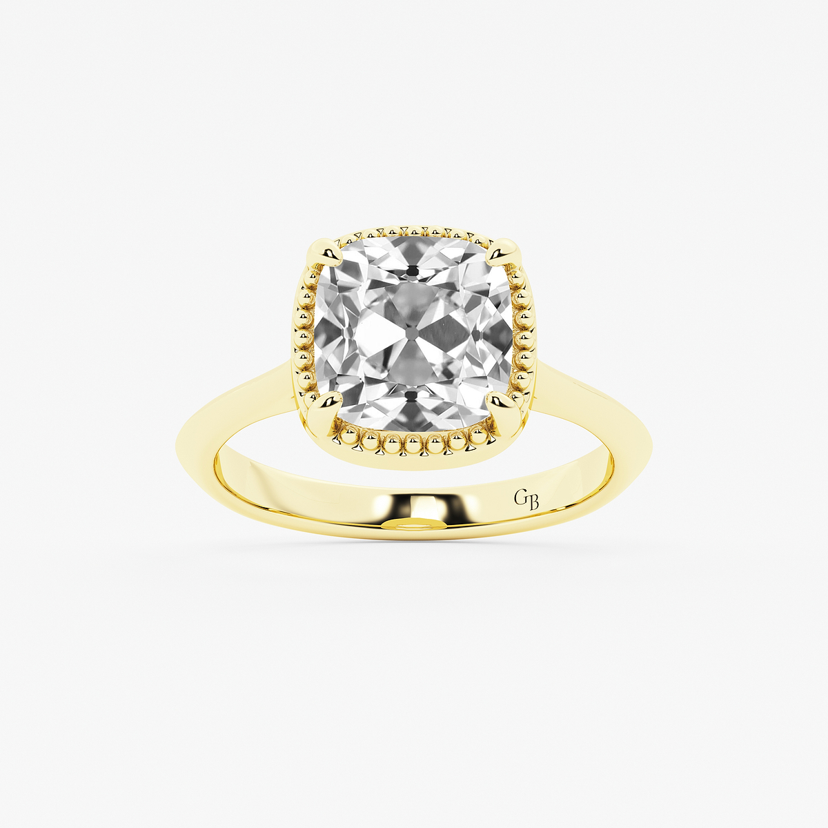 4 ctw Cushion Old Mine Cut Lab Grown Diamond Lab Grown Diamond Vintage Solitaire Engagement Ring