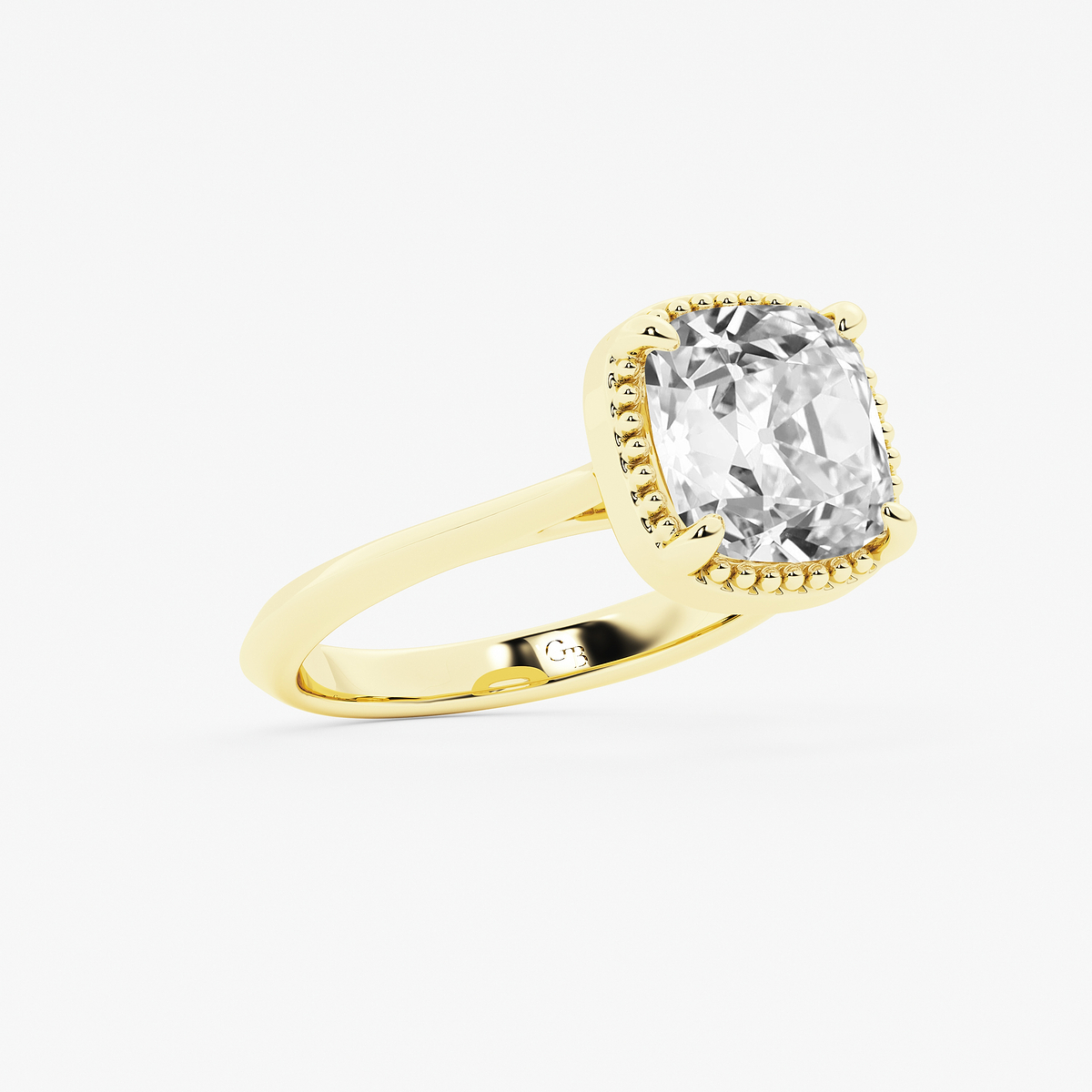 Additional Image 1 for  4 ctw Cushion Old Mine Cut Lab Grown Diamond Lab Grown Diamond Vintage Solitaire Engagement Ring