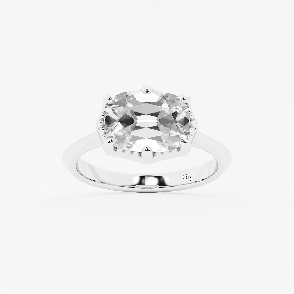 3 ctw Elongated Cushion Lab Grown Diamond Vintage Solitaire Engagement Ring
