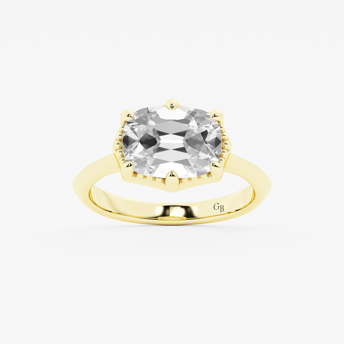 3 ctw Elongated Cushion Lab Grown Diamond Vintage Solitaire Engagement Ring