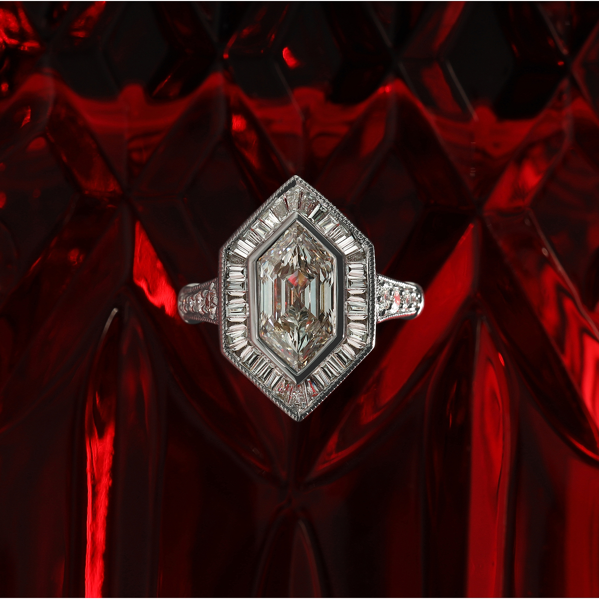 4 ctw Dutch Marquise Lab Grown Diamond Vintage Hidden Halo Engagement Ring