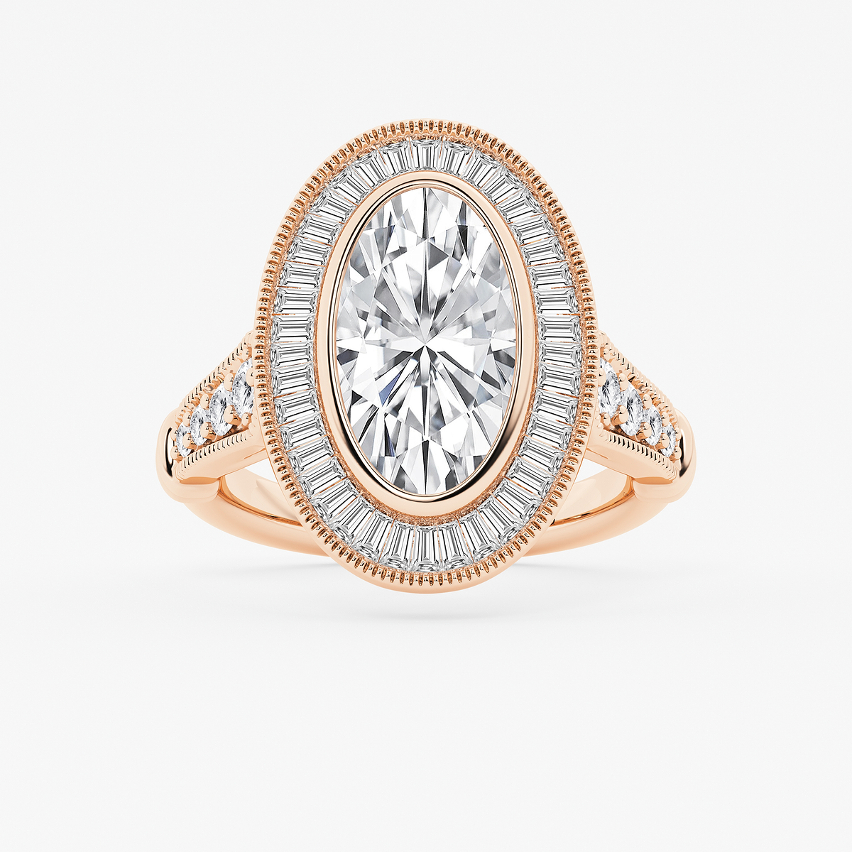 3 ctw Moval Lab Grown Diamond Vintage Halo Engagement Ring