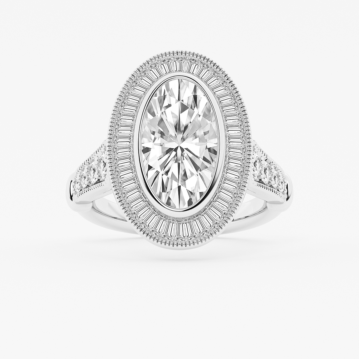 3 ctw Moval Lab Grown Diamond Vintage Halo Engagement Ring