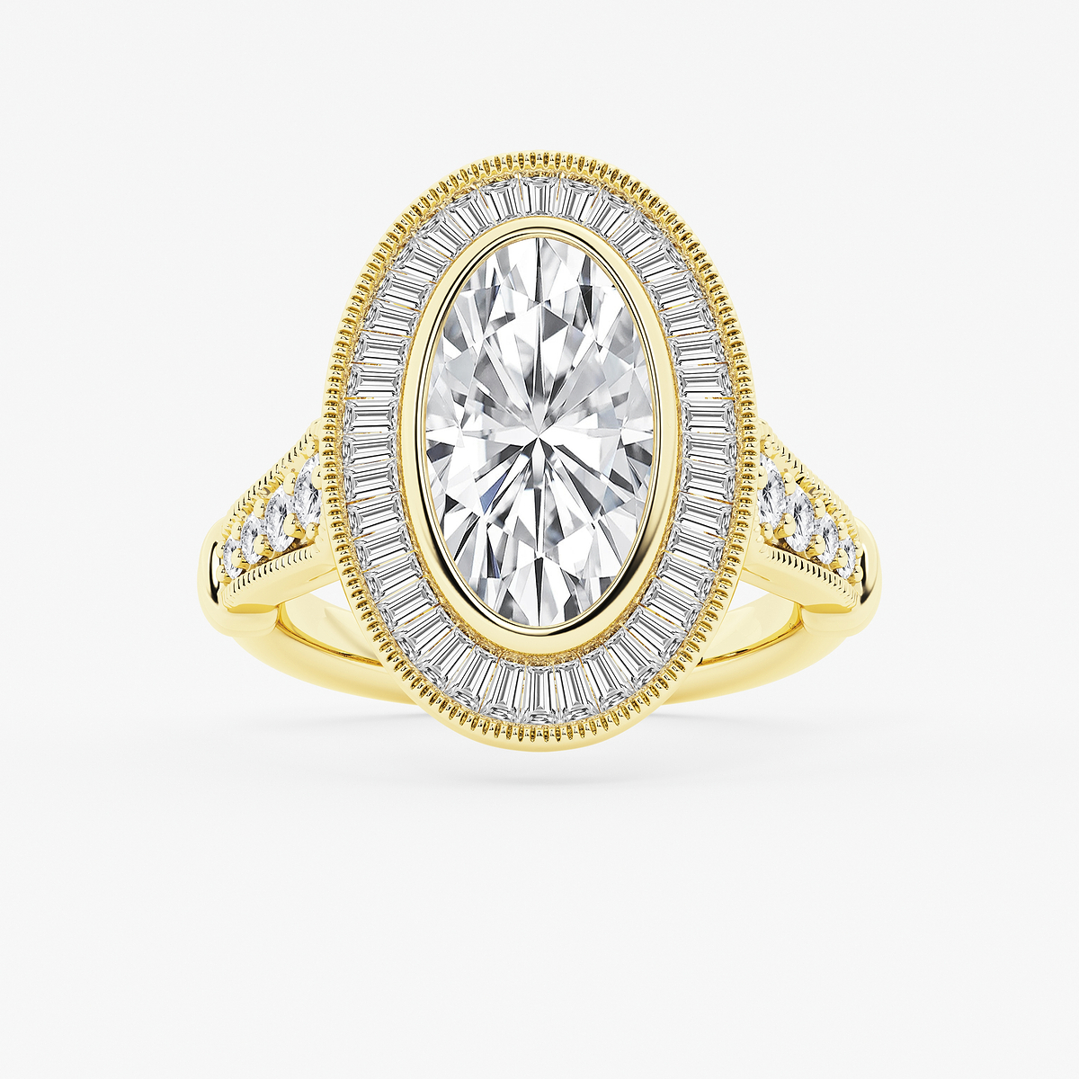 5 ctw Moval Lab Grown Diamond Vintage Halo Engagement Ring