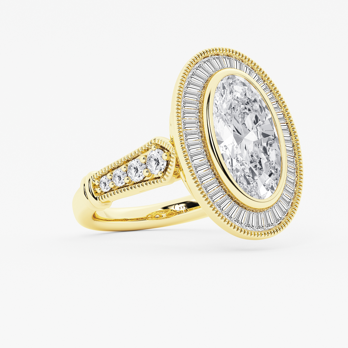 Additional Image 1 for  5 ctw Moval Lab Grown Diamond Vintage Halo Engagement Ring