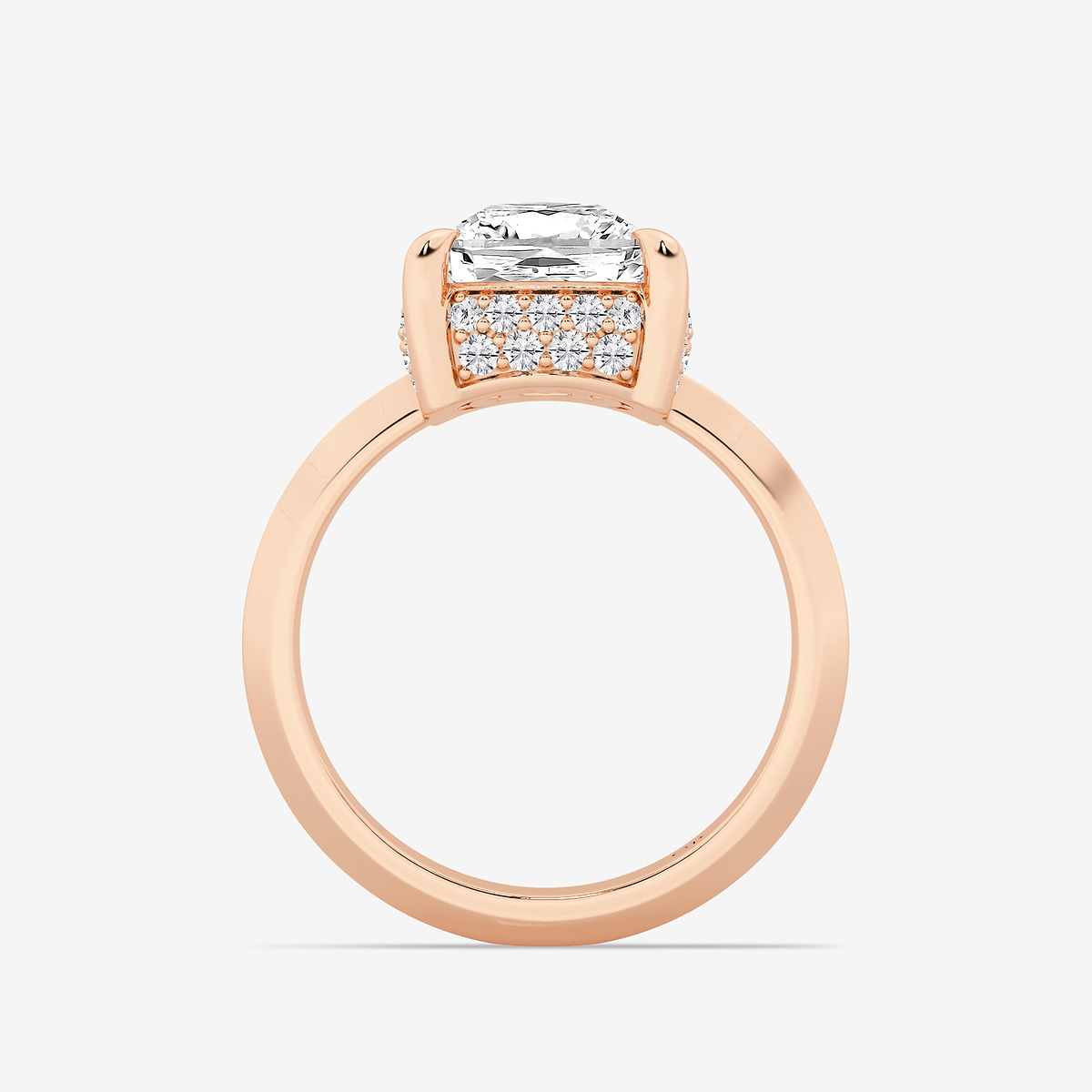 Additional Image 1 for  4 1/3 ctw Cushion Old Mine Cut Lab Grown Diamond Lab Grown Diamond Vintage Double Row Hidden Halo Engagement Ring