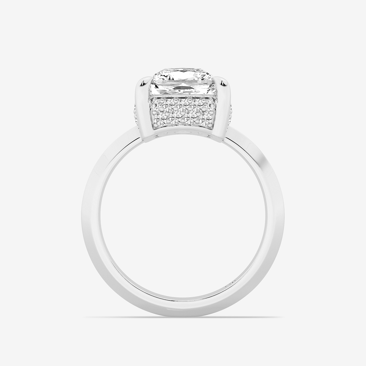 Additional Image 1 for  4 1/3 ctw Cushion Old Mine Cut Lab Grown Diamond Lab Grown Diamond Vintage Double Row Hidden Halo Engagement Ring