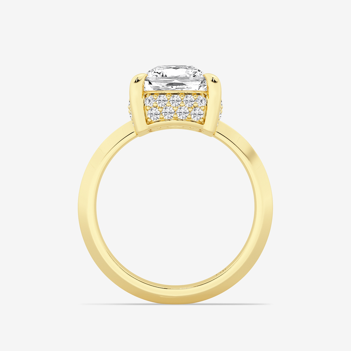 Additional Image 1 for  4 1/3 ctw Cushion Old Mine Cut Lab Grown Diamond Lab Grown Diamond Vintage Double Row Hidden Halo Engagement Ring