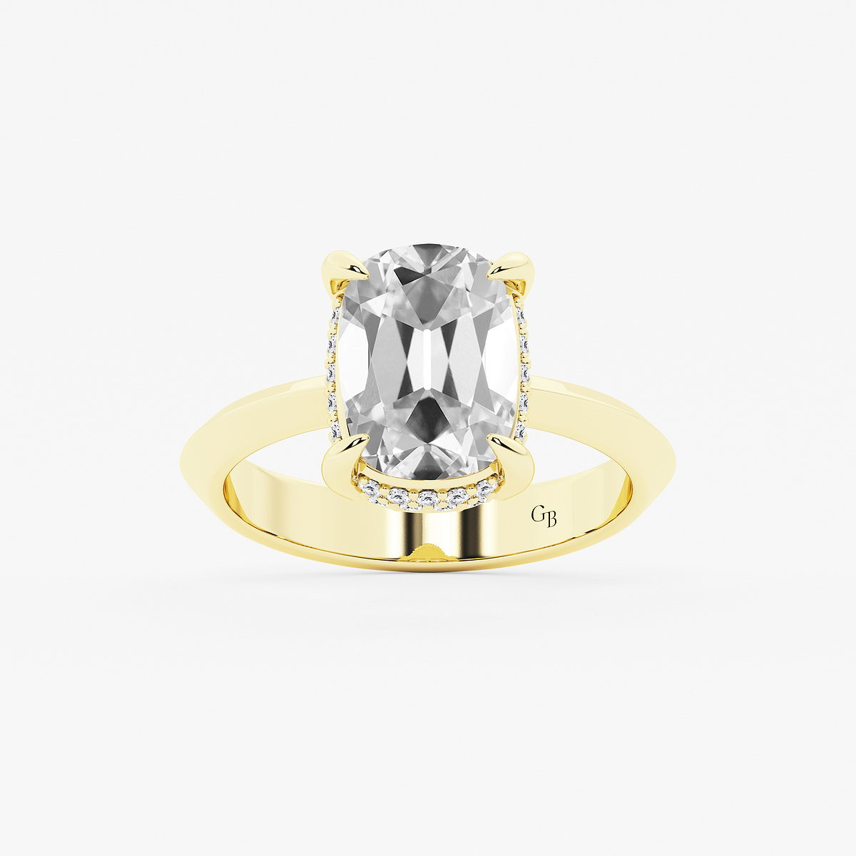 4 1/3 ctw Elongated Cushion Lab Grown Diamond Vintage Double Row Hidden Halo Engagement Ring