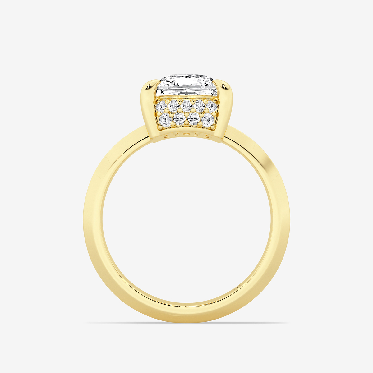 Additional Image 1 for  4 1/3 ctw Elongated Cushion Lab Grown Diamond Vintage Double Row Hidden Halo Engagement Ring