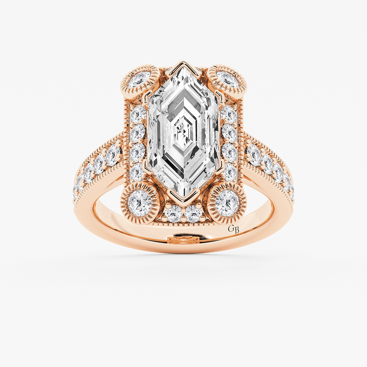 3 ctw Dutch Marquise Lab Grown Diamond Vintage Halo Engagement Ring in Milgrain Setting