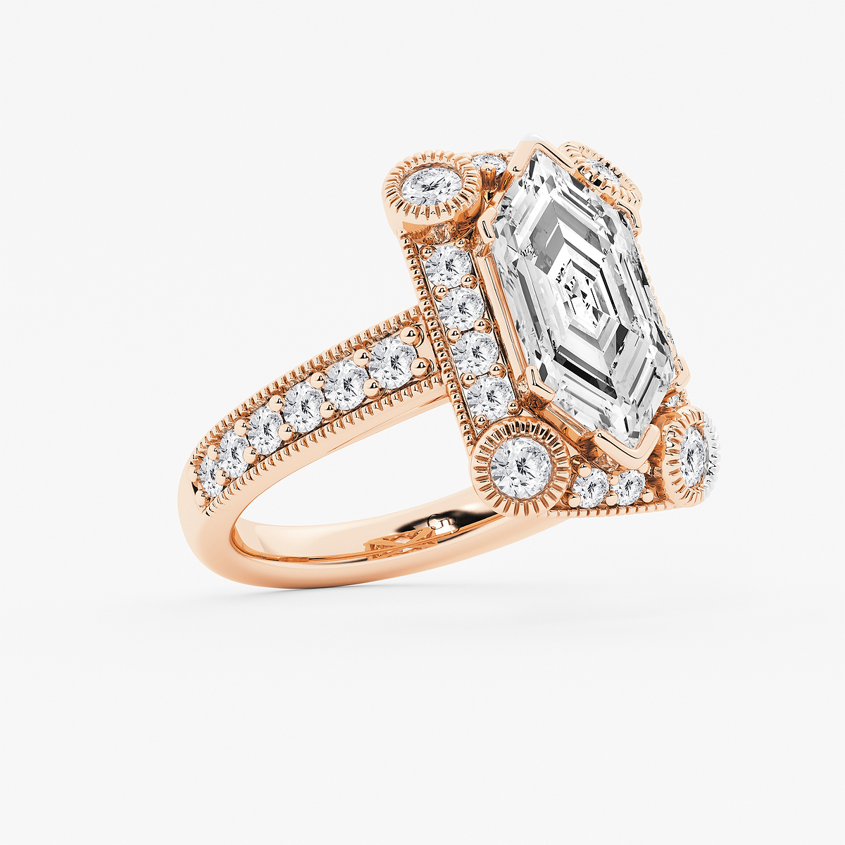 Additional Image 1 for  3 ctw Dutch Marquise Lab Grown Diamond Vintage Halo Engagement Ring in Milgrain Setting