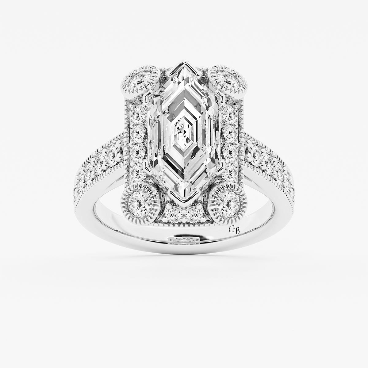 5 ctw Dutch Marquise Lab Grown Diamond Vintage Halo Engagement Ring in Milgrain Setting