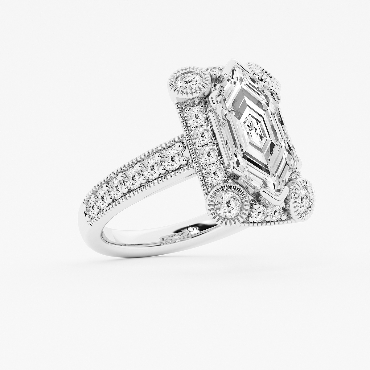 Additional Image 1 for  5 ctw Dutch Marquise Lab Grown Diamond Vintage Halo Engagement Ring in Milgrain Setting